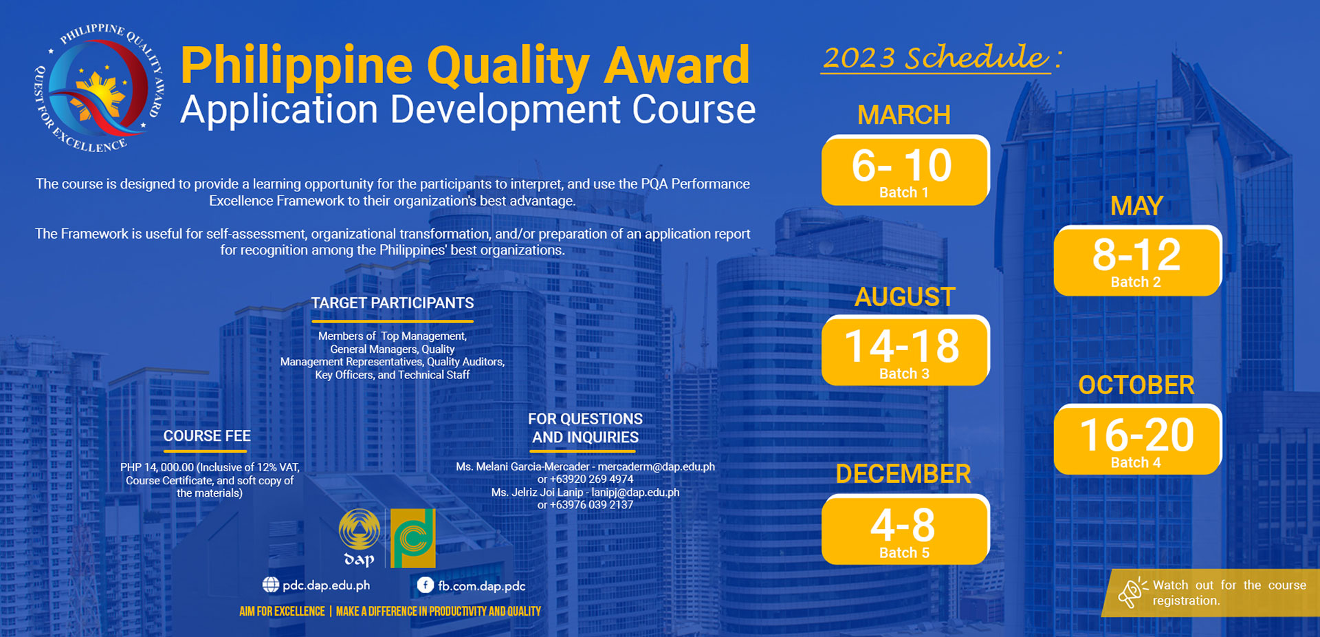 Philippine Quality Award Application Development Course