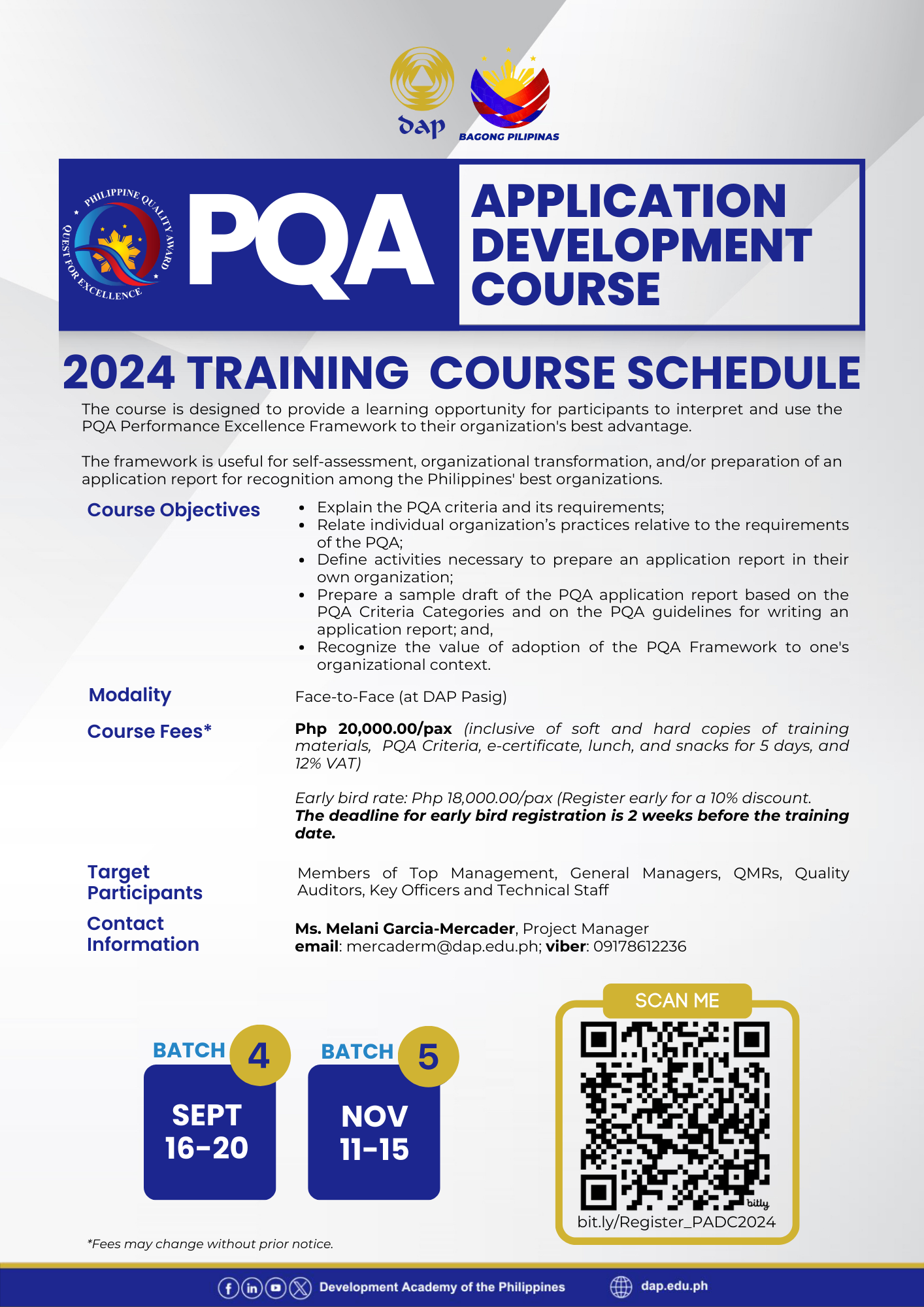 PQA Application Development Course Poster